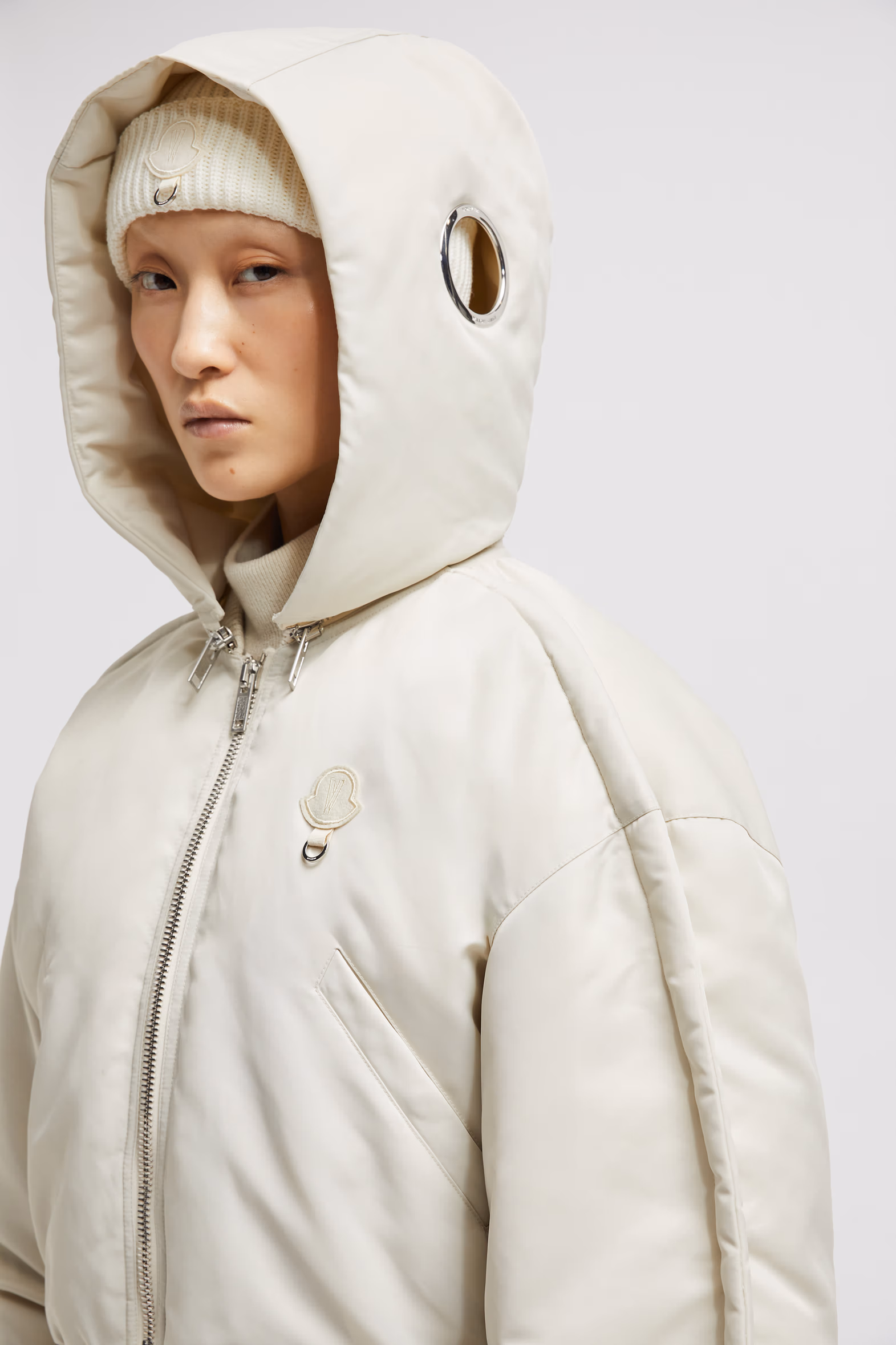 Moncler x Willow Smith Malek Hooded Short Down Jacket Women White Ivory Moncler 4